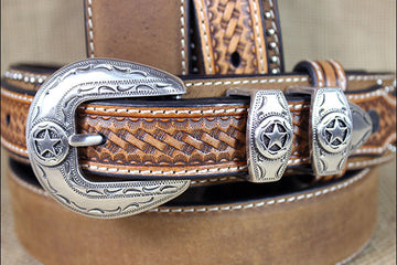 Nocona Pro Series Ranger Western Belt Full Grain Leather Basket Weave 1.5"